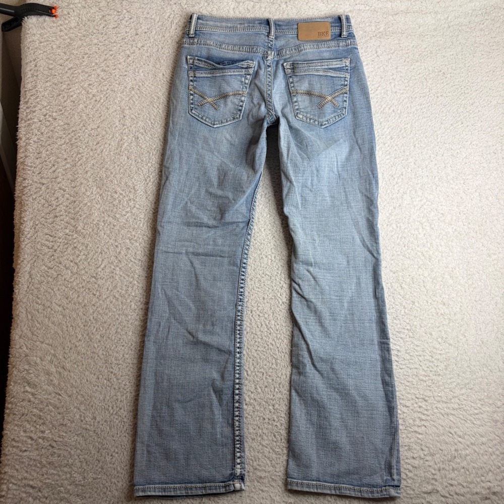 BKE Aiden Mens Straight Leg Jeans Light Wash Denim whiskers 30x32 (31)